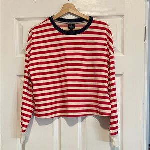 Red and White Striped Women's Top